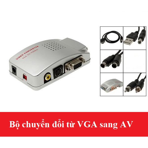 Hộp chuyển đổi tín hiệu từ VGA sang SVIDEO - AV (Trắng)