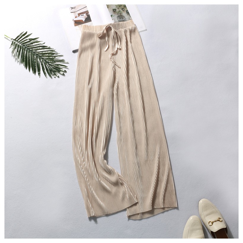 Quần ống rộng voan xếp ly nữ | BigBuy360 - bigbuy360.vn