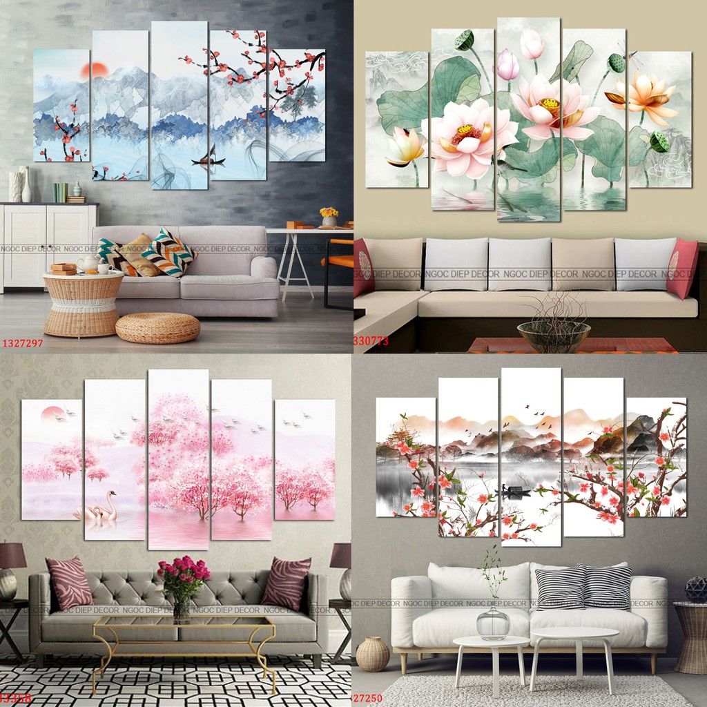 [SALE] bộ 5 tấm tranh treo tường tranh phòng khách, tranh 3D tuyệt đẹp loại 1 giá rẻ 40x80|105|120 [HOT]