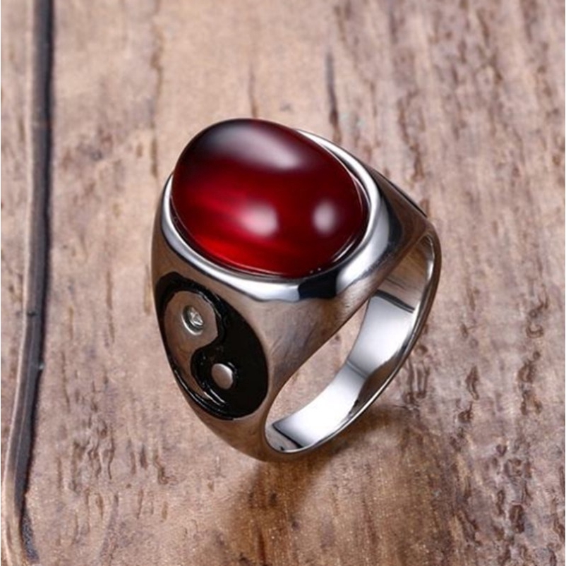 Anting Giwang Gaya Vintage Punk dengan Liontin Bentuk Simbol Yin Yang untuk Pria