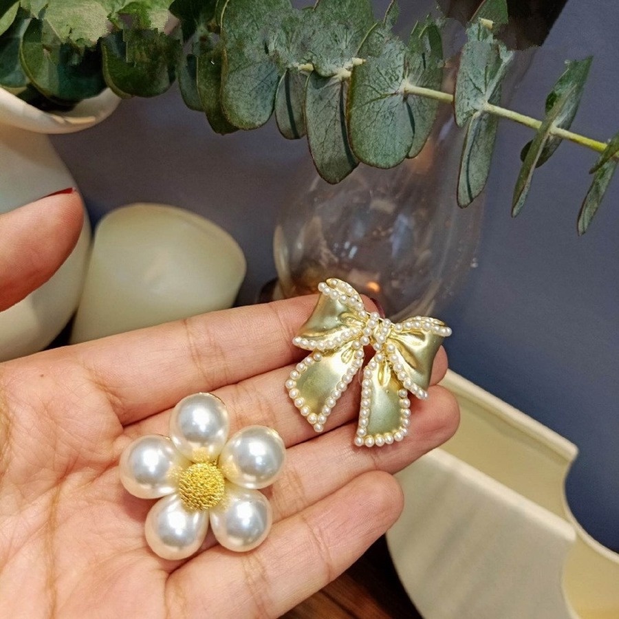 Trâm Cài Áo Hình Nơ Đính Ngọc Trai Thời Trang Hàn Quốc Cho Nữ