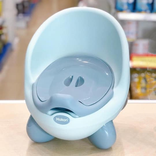 Bô vệ sinh trẻ em Hokori cho bé từ 6 tháng đến 5 tuổi chống trơn trượt có chỗ dựa và khay màu xanh biển