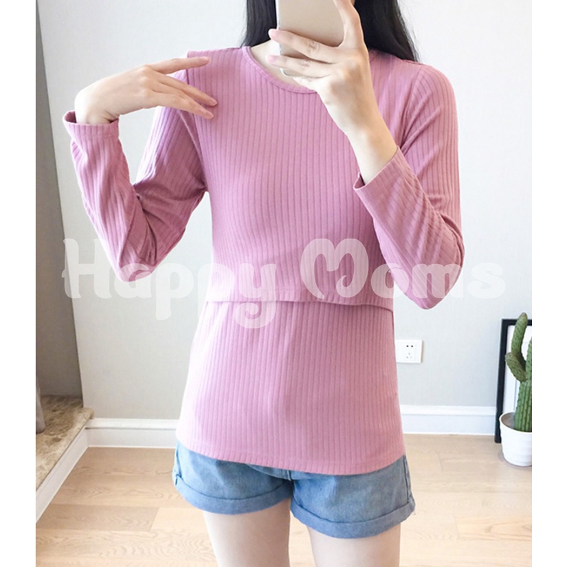 Áo Bầu Và Cho Con Bú Tay Dài Vải Modal Siêu Mềm Mịn cho mẹ bầu và sau sinh - Đồ bầu HappyMom