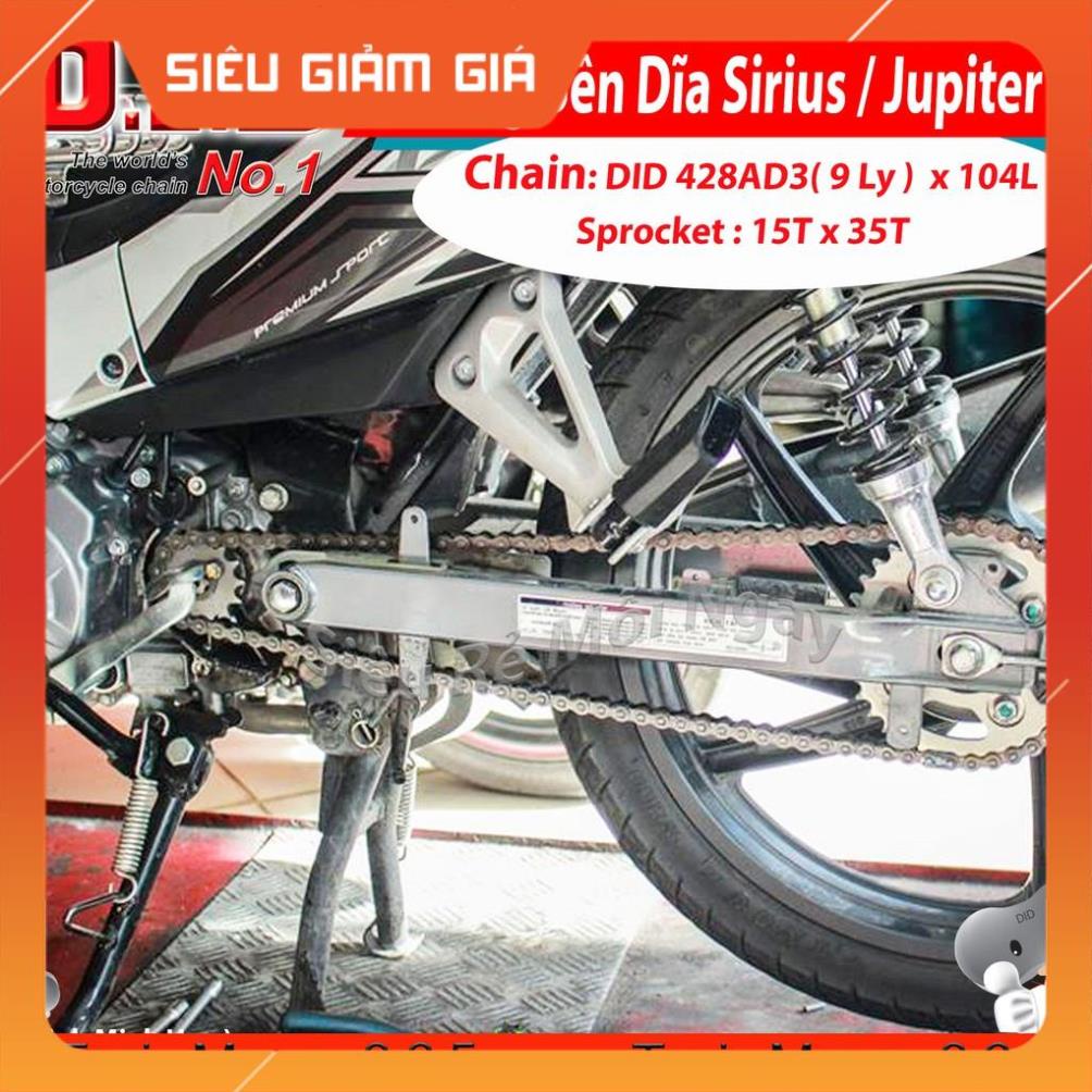 Nhông sên dĩa DID Yamaha Sirius Xăng Cơ, Jupiter V – Sên đen 9ly DID AD3 ( Thái Lan ) chính hãng