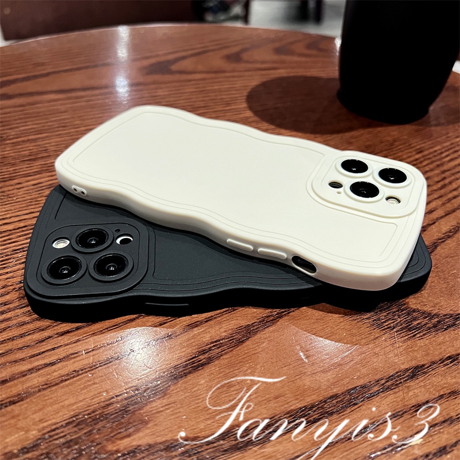 Ốp Điện Thoại TPU Mềm Màu Trơn Đơn Giản Viền Lượn Sóng Cho IPhone 14 13 12 11 Pro Max X XR Xs Max 8 7 Plus SE 2020