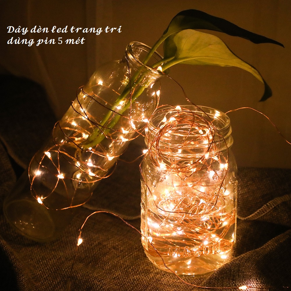 Dây đèn led trang trí 5 mét dùng pin, đèn đom đóm cắm trại Teddy Bear store