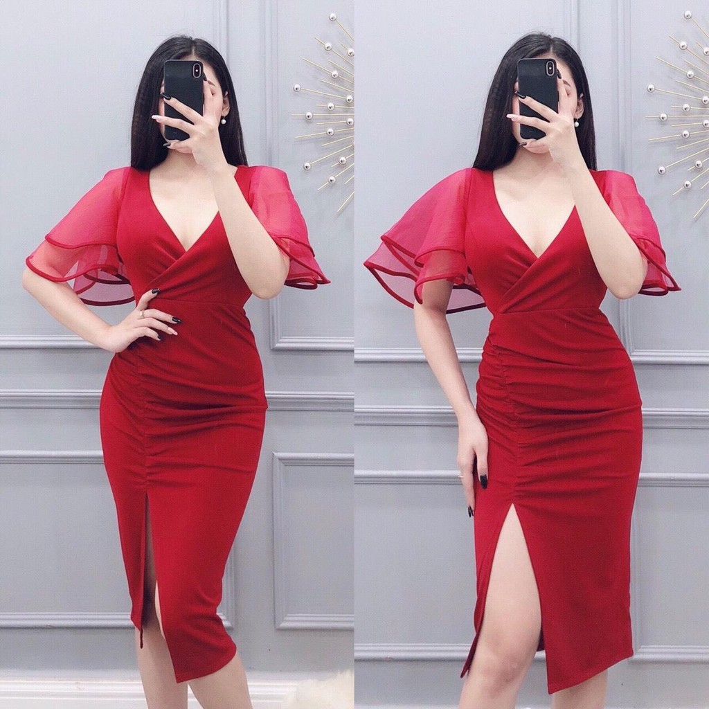 ( HÀNG CÓ SẴN) Đầm dự tiệc tay phối ren quyến rũ