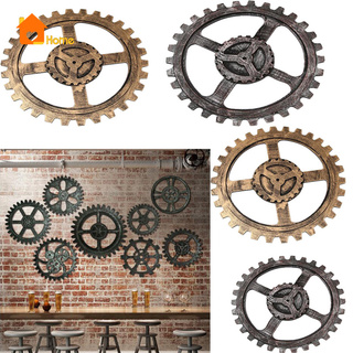 Bánh Răng Steampunk Bằng Gỗ Pha Màu Vàng 24cm Treo Tường Trang Trí Nhà Cửa