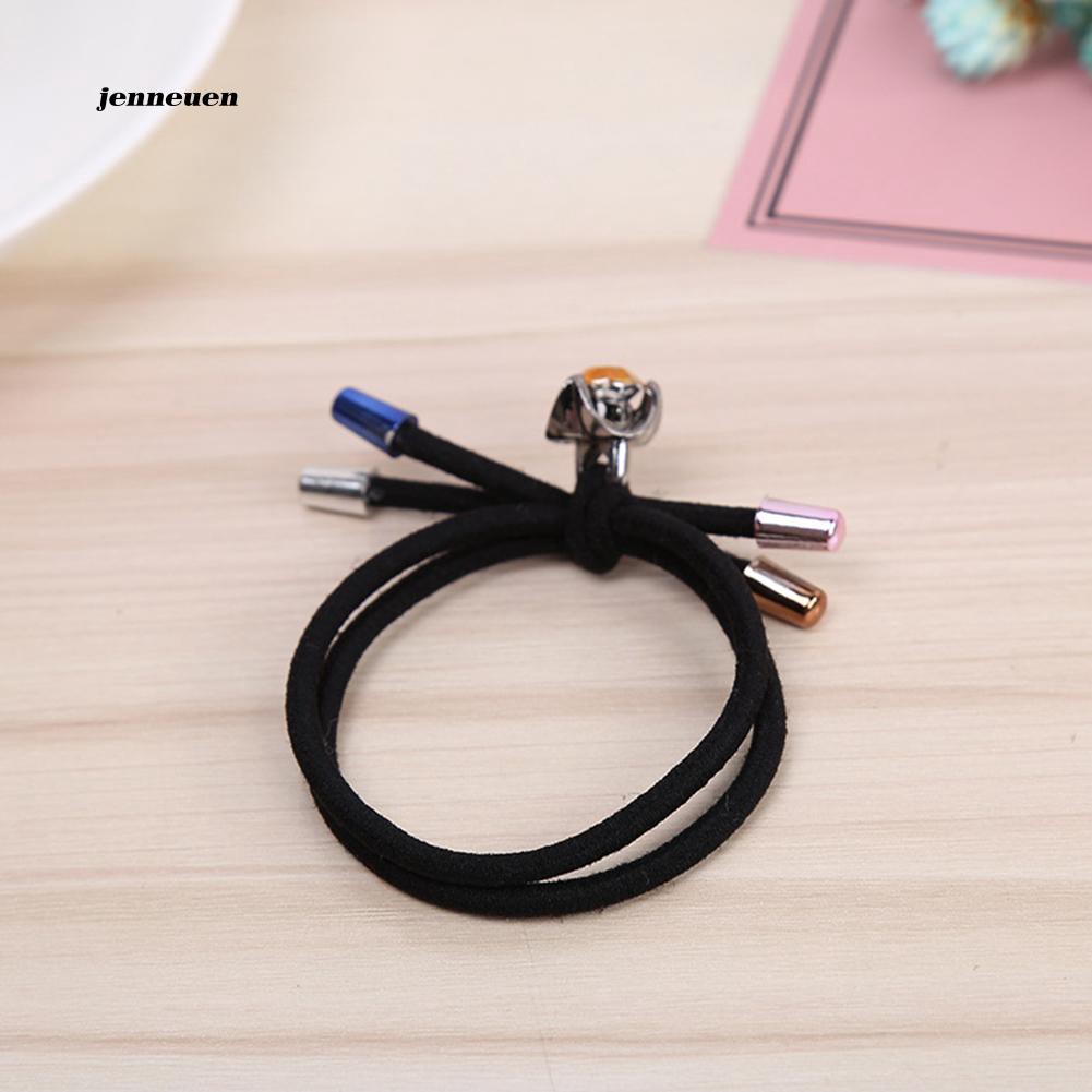 Dây buộc tóc nơ 2 lớp đính đá thời trang cho nữ