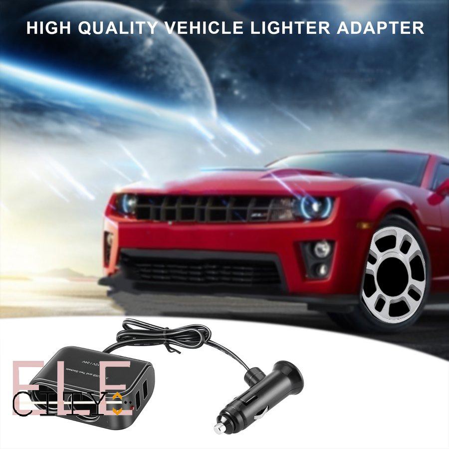 111ele} In-car PDA Power Supply 2 USB Ports &amp; 2 Sockets Splitter 12V/24V Car Charger