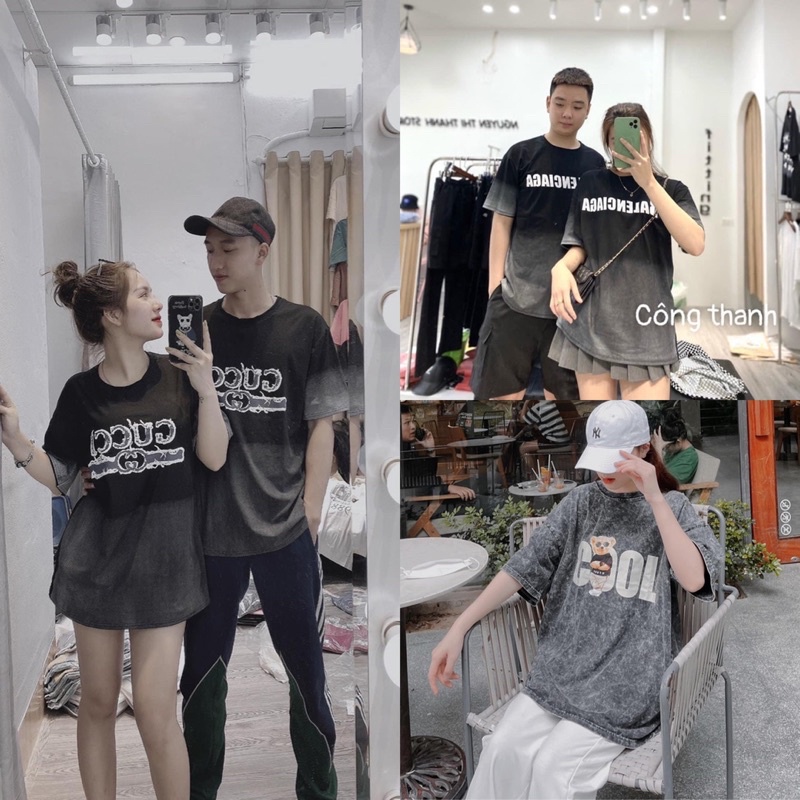 Áo Thun Loang Đen Unisex Phông Form Rộng Ngắn Tay In Hình Cá Tính Nam Nữ Ulzzang HOT