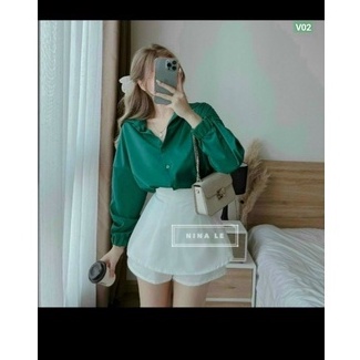Set áo sơ mi và quần giả váy xinh xắn