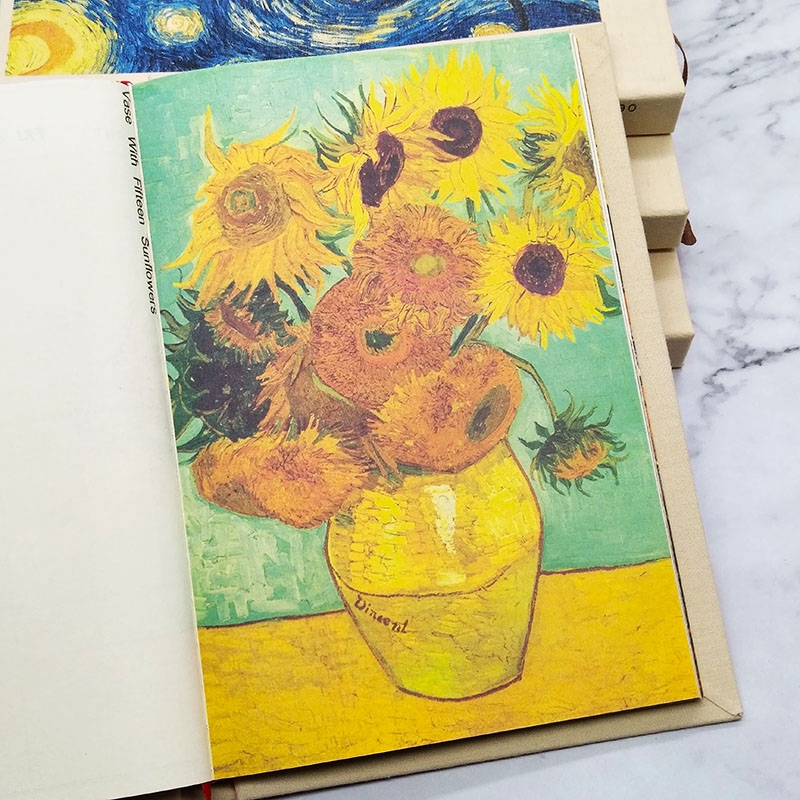 Sổ Tay Bìa Gỗ In Hình Tranh Van Gogh Sáng Tạo