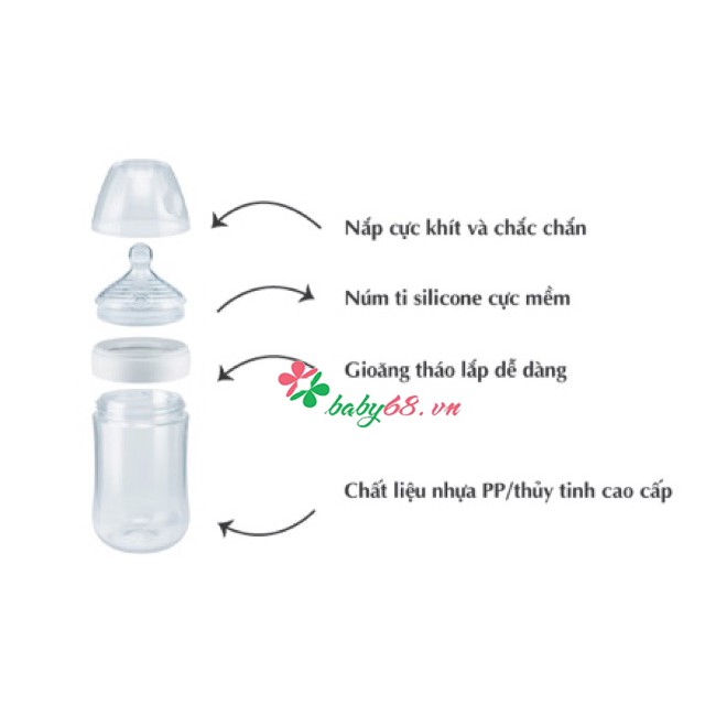 Bình sữa Nuk nhựa PP Nature Sense 150ml núm ti silicone - Made in Germany