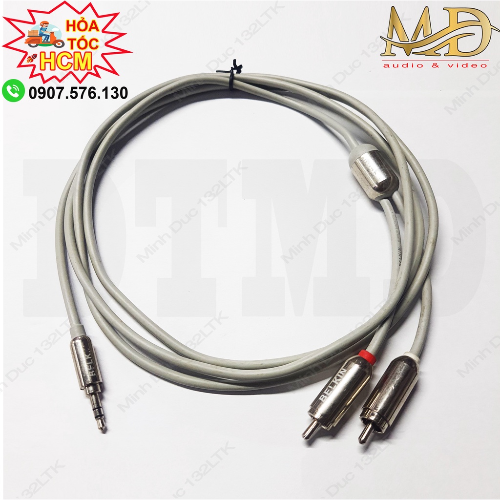 Cable 3.5mm to RCA - Dây 3.5 ly sang 2 AV bông sen JSJ Italia Monster - kết nối điện thoại máy tính tivi tới loa amply