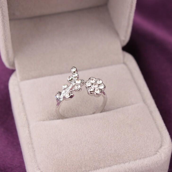 Charms Olive Tree Branch Leaves Open Ring Adjustable Knuckle Finger Jewelry Xmas