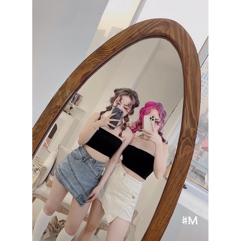 QUẦN GIẢ VÁY BÒ VẠT CHÉO LỆCH 2 MÀU ĐEN-XANH | BigBuy360 - bigbuy360.vn