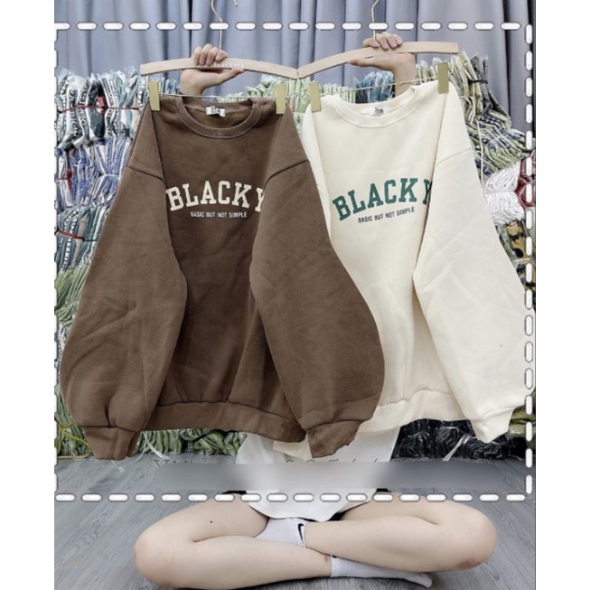 Áo nỉ Sweater, áo nỉ bông cổ tròn, áo nỉ 3158 mã Blacky, áo nỉ tàu lót lông, áo sweater form rộng trùm mông hình in 5D