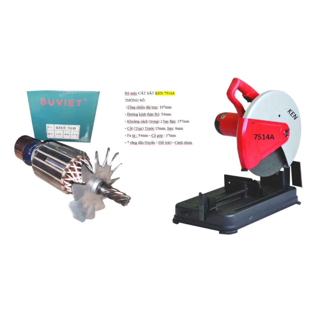 Rô to máy CẮT SẮT KEN 7514A , RUỘT MÁY CẮT 3T5 , 7514,