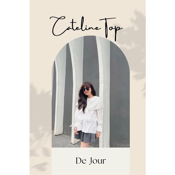 𝐃𝐞 𝐉𝐨𝐮𝐫 | Áo sơ mi nữ kiểu cổ bèo 3 tầng màu trắng tiểu thư Cateline Top
