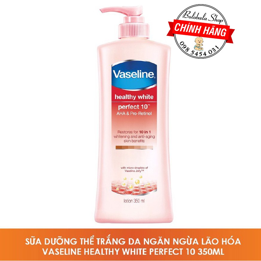 Sữa/ Gel Dưỡng Thể Trắng Da Ngăn Ngừa Lão Hóa Vaseline Healthy White Perfect 10 IN 1 350ml