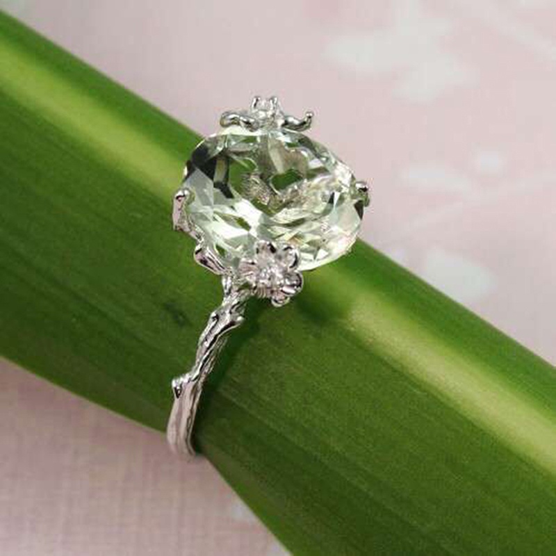 Fashion Round Cut CZ Diamond Gemstone Jewelry Branch Silver Ring