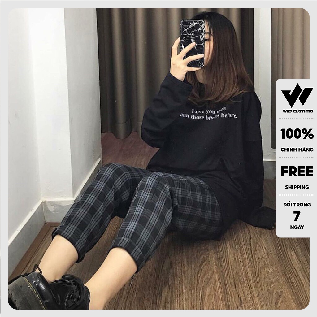 Quần caro ống suông WIIS baggy unisex cargo pants nam nữ oversize phong cách ullzang