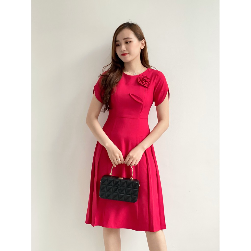 Đầm công sở xếp ly dáng suông lịch sự dễ mặc mọi lứa tuổi chất liệu Mango cao cấp Emvy K40 | BigBuy360 - bigbuy360.vn