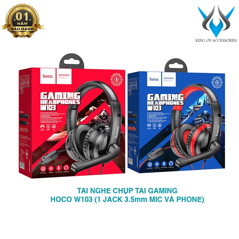 Tai nghe Gaming Hoco W103 Deep Bass - tích hợp mic và phone tren 1 jack 3.5mm (nhiều màu) phụ kiện 1986