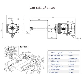 Súng vặn bu lông Kuken KW-600H - 50mm