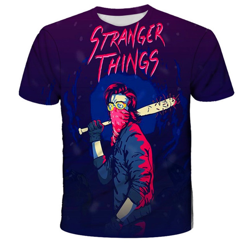 Áo Thun Tay Ngắn In Hình Phim Stranger Things 3D Thời Trang Mùa Hè Cho Nam Và Nữ