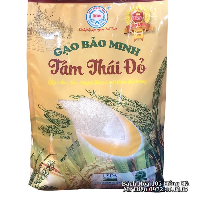 Gạo Tám Thái đỏ Bảo Minh 3kg