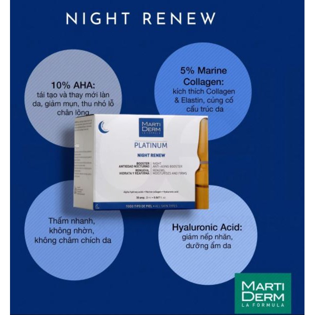 [MARTIDERM][CHÍNH HÃNG TEM CTY] Tinh chất Ampoule AHA & Collagen giảm dày sừng & trẻ hóa MARTIDERM NIGHT RENEW