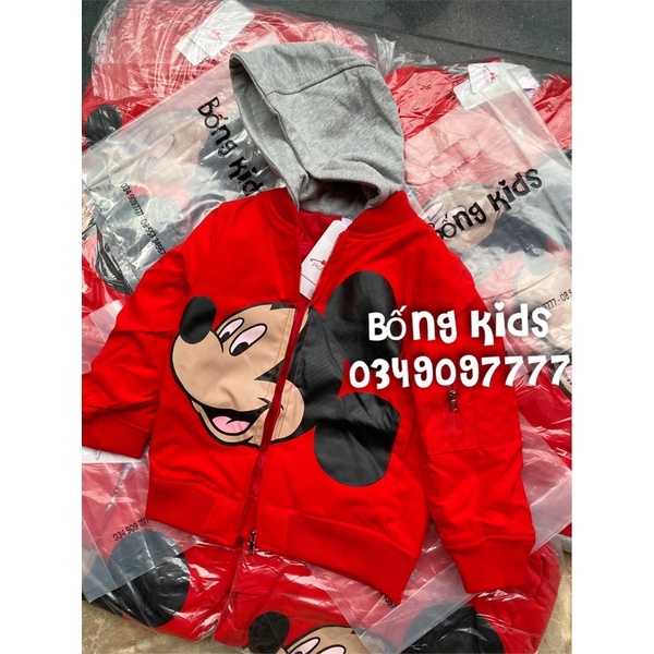 Áo Bomber Hoodie Bé Trai &amp; Bé Gái Mickey Đỏ