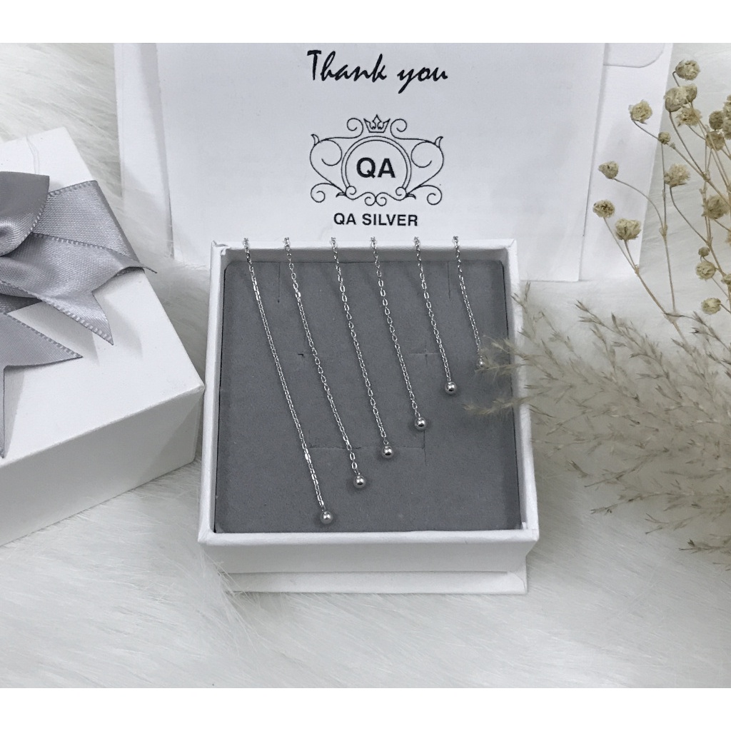 Khuyên tai bạc 925 dài bi tròn bông tai dáng dài xích mảnh tối giản S925 CHAIN Silver Earrings QA SILVER EA170101