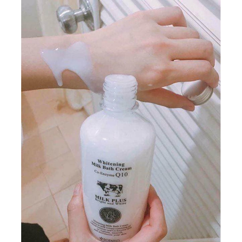 Sữa Tắm Bò Dưỡng Trắng Da BEAUTY BUFFET Scentio Milk Plus Whitening Q10 Bath Cream 450ml - Thái Lan