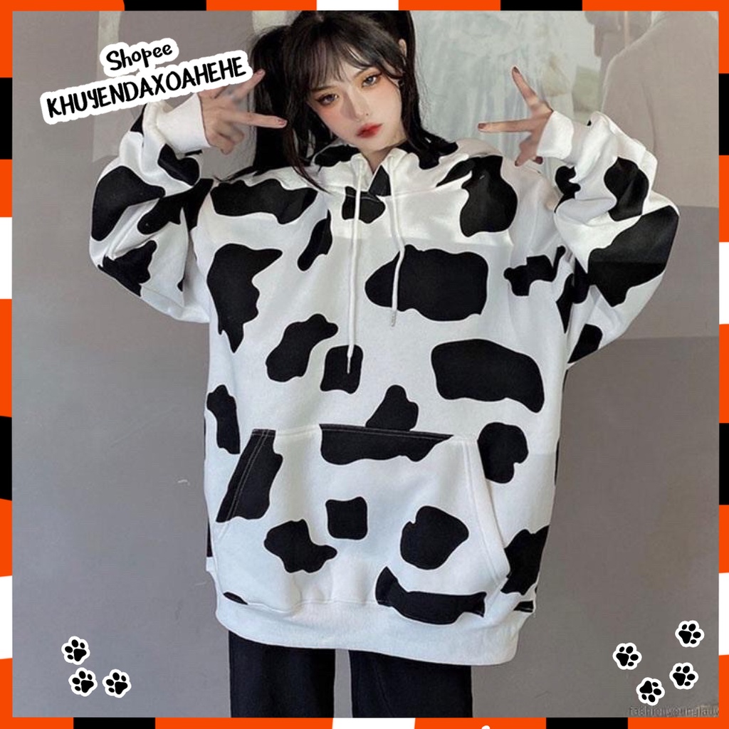 A005 Áo Hoodie nam nữ form rộng Unisex có mũ cute, áo nỉ bông chui đầu bò sữa Ulzzang thể thao trẻ trung năng động | BigBuy360 - bigbuy360.vn