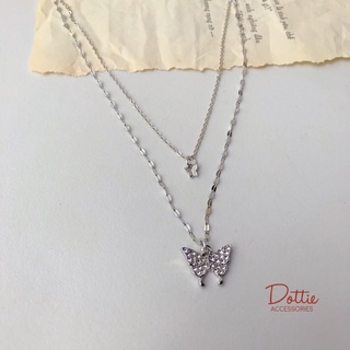 Dottie.accessories | dây chuyền 2 lớp hình bướm đính đá
