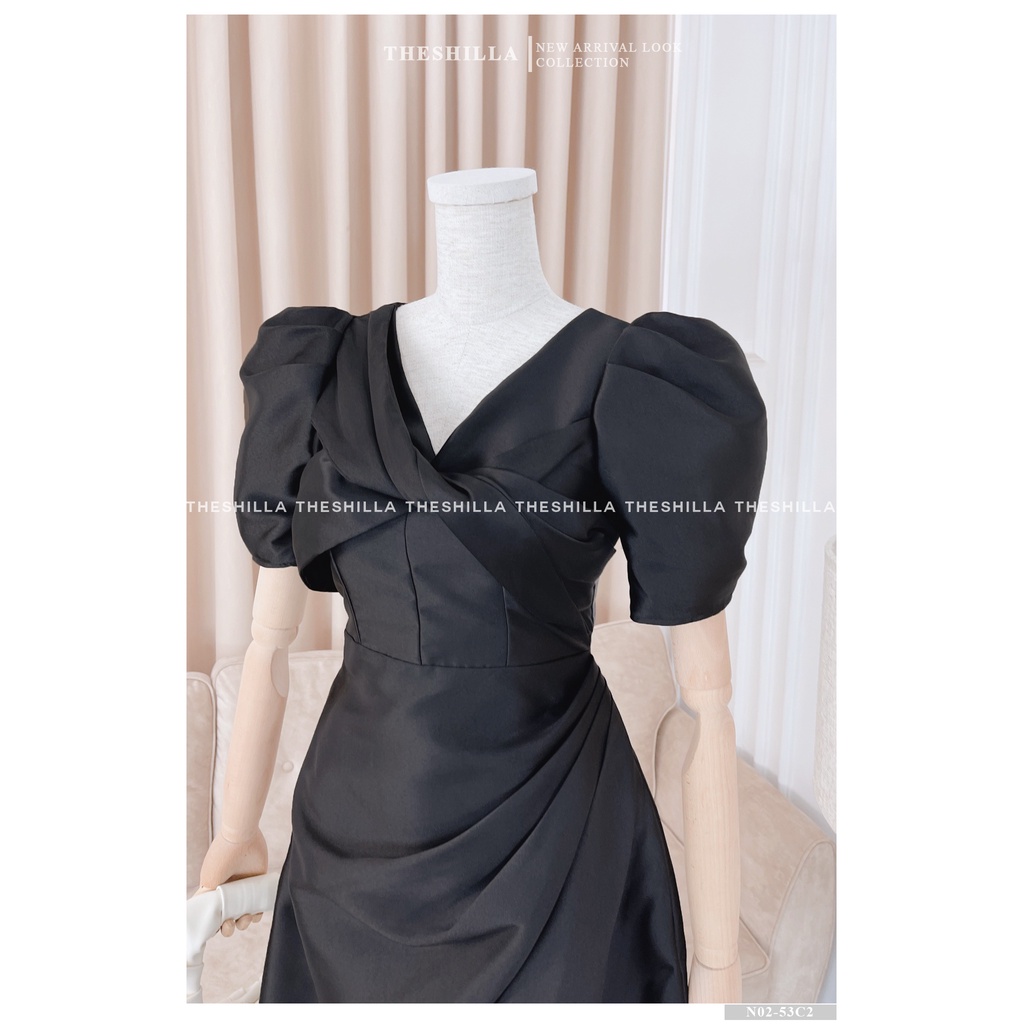 Váy thiết kế cao cấp màu đen xoắn ngực form dài sang trọng [ Có video + Ảnh thật ] The Shilla -N02-53C2