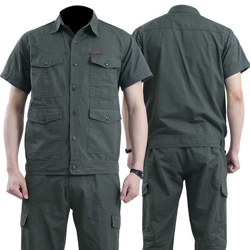Set quần áo bảo hộ lao động vải cotton mỏng chống mài mòn thời trang mùa hè