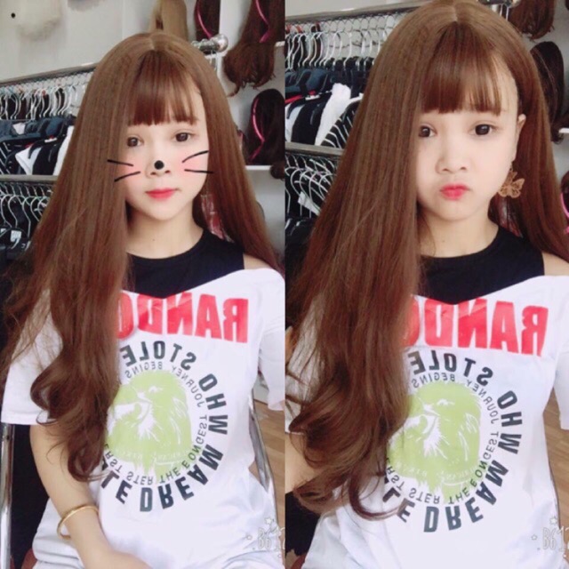 Nguyên đầu tóc giả🥰 freeship🥰 cao cấp bấm chân- tặng lứoi chùm tóc- hình thật