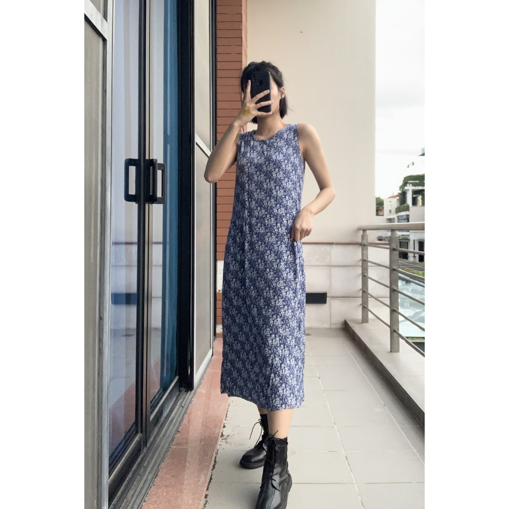 Váy đầm suông không tay hoa nhí nữ vintage secondhand hàng si tuyển