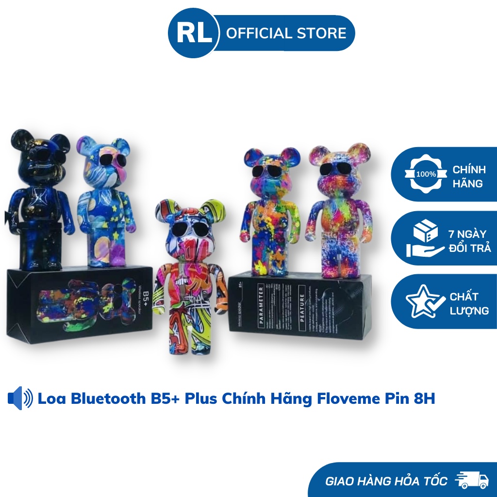 Loa Bluetooth B5 Plus Gấu Bearbrick Cao Cấp Thế Hệ Mới - Âm Thanh Stereo To Trầm Âm - Loa Bluetoot Mini Để Bàn Decor