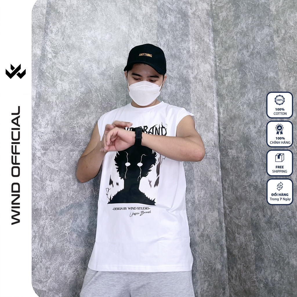 Áo thun ba lỗ form rộng WIND unisex sát nách Anime tanktop thời trang nam nữ oversize