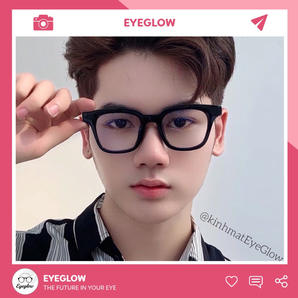 Kính gọng vuông chữ V hai chấm ngang chiều mọi outfit chống bức xạ thời trang mới EYEGLOW EG2222
