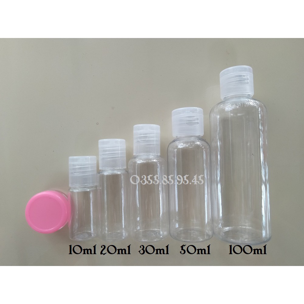 Chai nắp bật 5ml / 10ml / 15ml / 20ml / 30ml - Lọ nhựa chiết mỹ phẩm