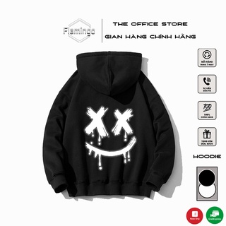 Áo hoodie áo nỉ chất nỉ cotton hình mặt cười x phản quang from unisex nam nữ flamingo-hoo3