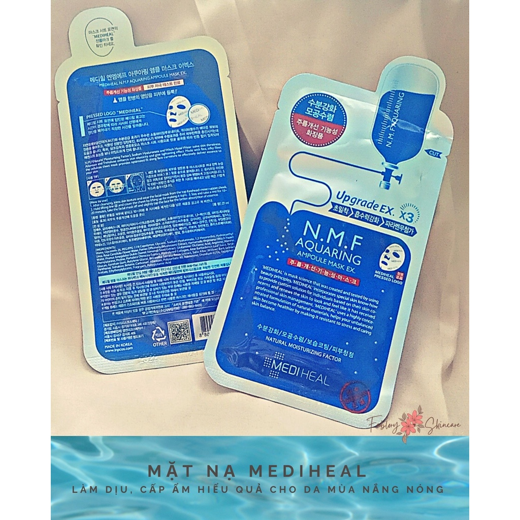 Mặt nạ MEDIHEAL NMF Aquaring Ampoule Mask cấp ẩm sâu, hỗ trợ se khít lỗ chân lông, da mềm mịn trắng sáng