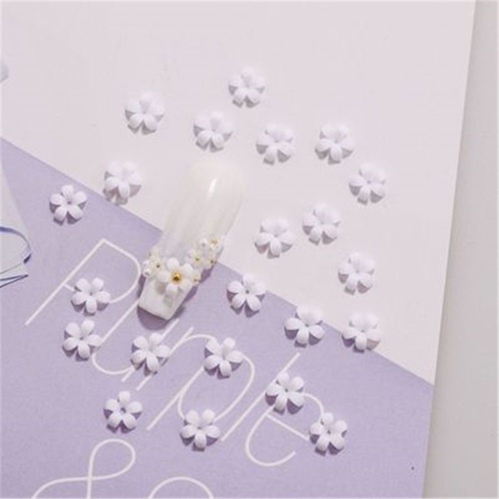 Miếng Dán Trang Trí Móng Tay 3D Hình Hoa Trắng Mini Thời Trang Cho Nữ DIY