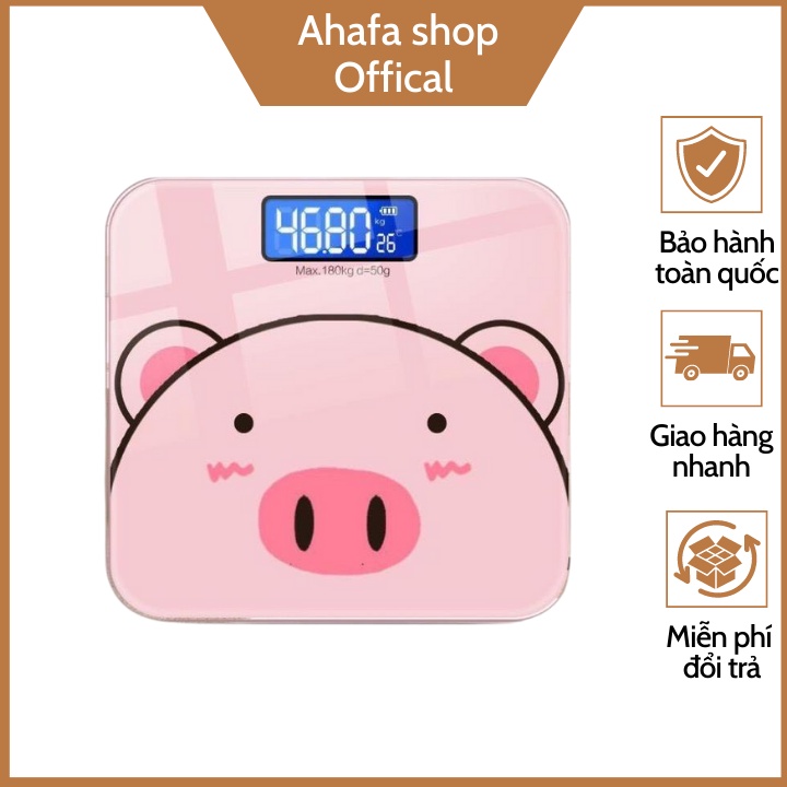 Cân sức khỏe điện tử hình heo hồng| kính cường lưc cực xinh, độ chính xác cao